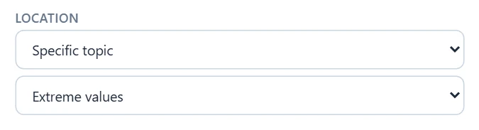 Location “Specific topic”: a second menu opens below for choosing the course topic. The option is shown only when the course has topics.