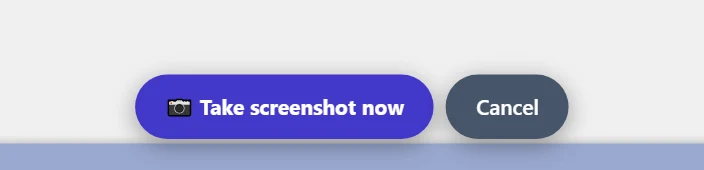 The floating buttons of screenshot mode, shown instead of the window after you have pressed “Attach screenshot”.